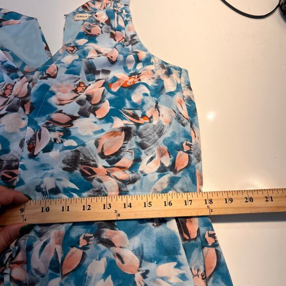 Rebecca Taylor Poolside Blue Aloha Drawstring Abstract Silk Mini Dress Size 4 - Picture 9 of 10